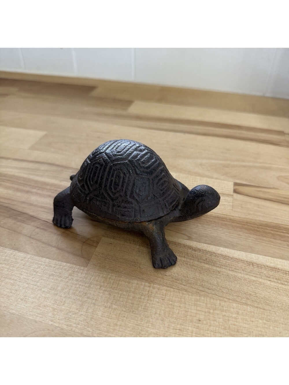 Antique Cast Iron Turtle w/ Hidden Compartment Trinket Box VTG